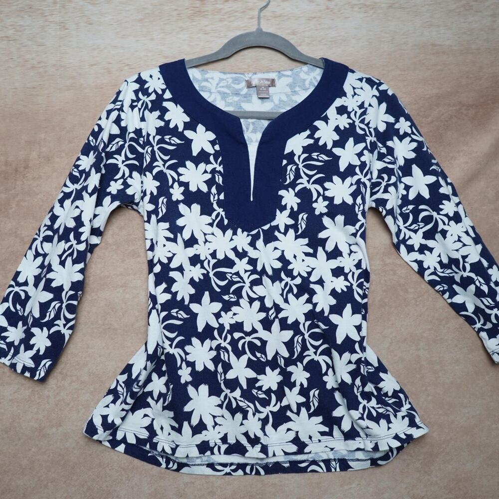 White Stag Floral Cotton Tunic Top Medium Boho